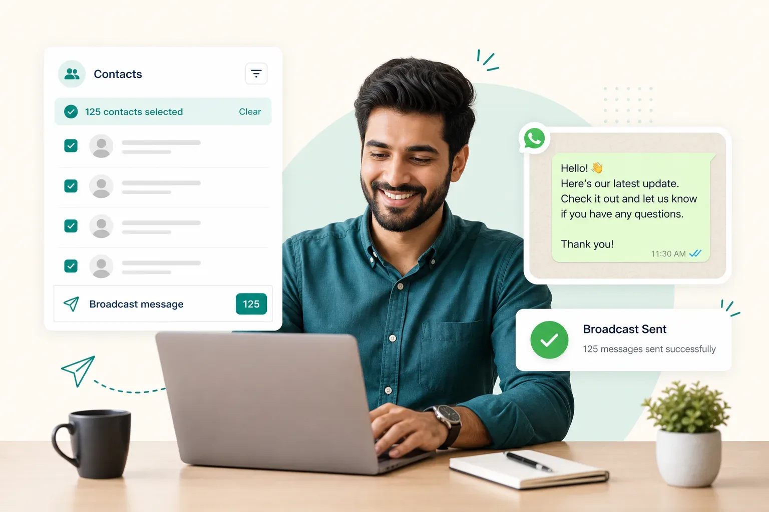 Import contacts and broadcast WhatsApp campaigns